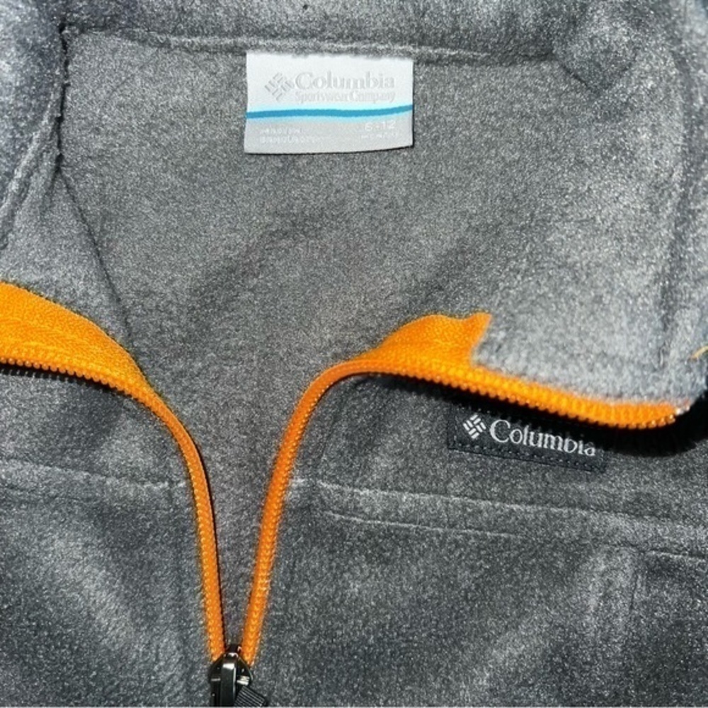 Gray $ Orange Fleece Columbia Zip Up Jacket 6-12 Months Unisex - Picture 6 of 8